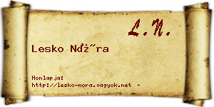 Lesko Nóra névjegykártya